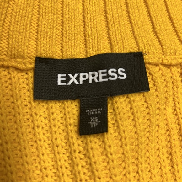 Express Goldenrod Yellow Oversized V Neck High Low Cotton Blend Sweater … - Picture 5 of 9